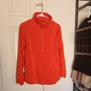 NWOT Eddie Bauer Womans Neon Orange Half Zip First Asend Sweater Size Medium